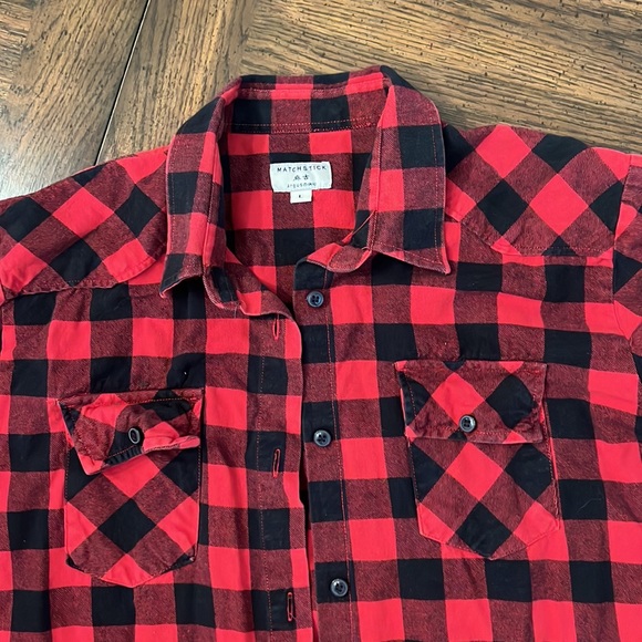 Plaid Flannel Button Down Shirt Matchstick Large - Picture 2 of 7